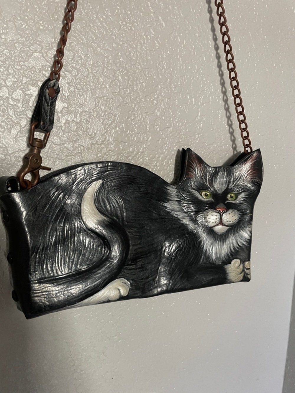 Cat shaped leather unique bag